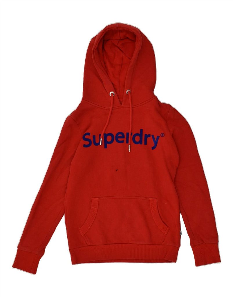 SUPERDRY Womens Graphic Hoodie Jumper UK 10 Small  Red Cotton | Vintage Superdry | Thrift | Second-Hand Superdry | Used Clothing | Messina Hembry 