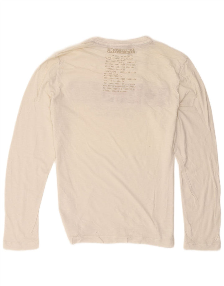 Napapijri Mens Geographic Graphic Top Long Sleeve Medium Off White