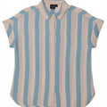 GAP Womens Short Sleeve Shirt UK 14 Medium Blue Striped Cotton