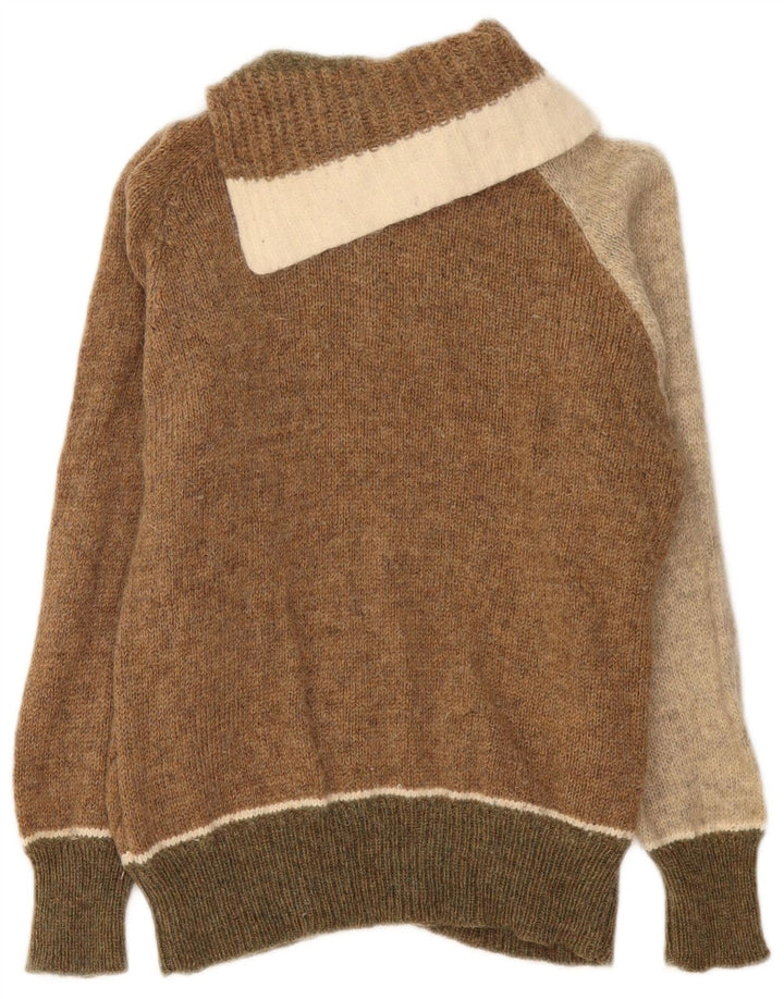 VINTAGE Womens Shawl Neck Jumper Sweater UK 12 Medium Multicoloured