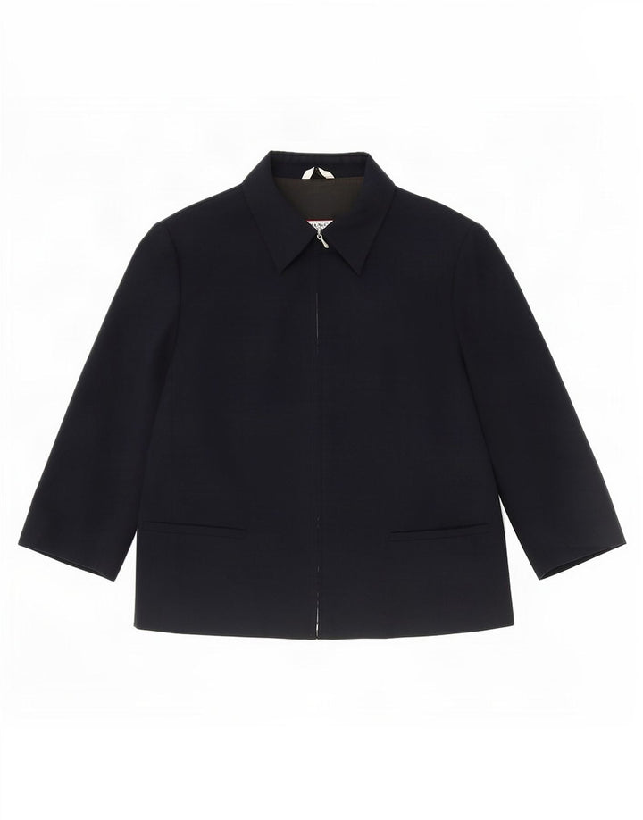 Max & Co. Womens 3/4 Sleeve Full Zip Blazer Jacket UK 14 Large Navy Blue