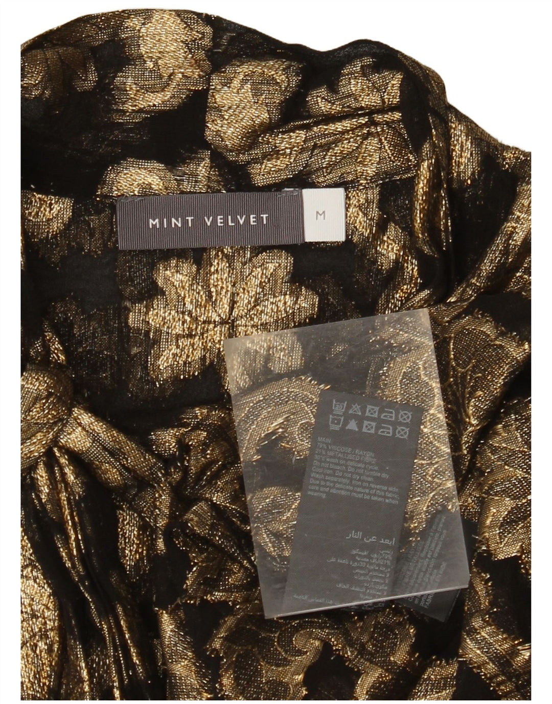 MINT VELVET Womens Front Tie Shirt Blouse UK 14 Medium Gold Floral Viscose