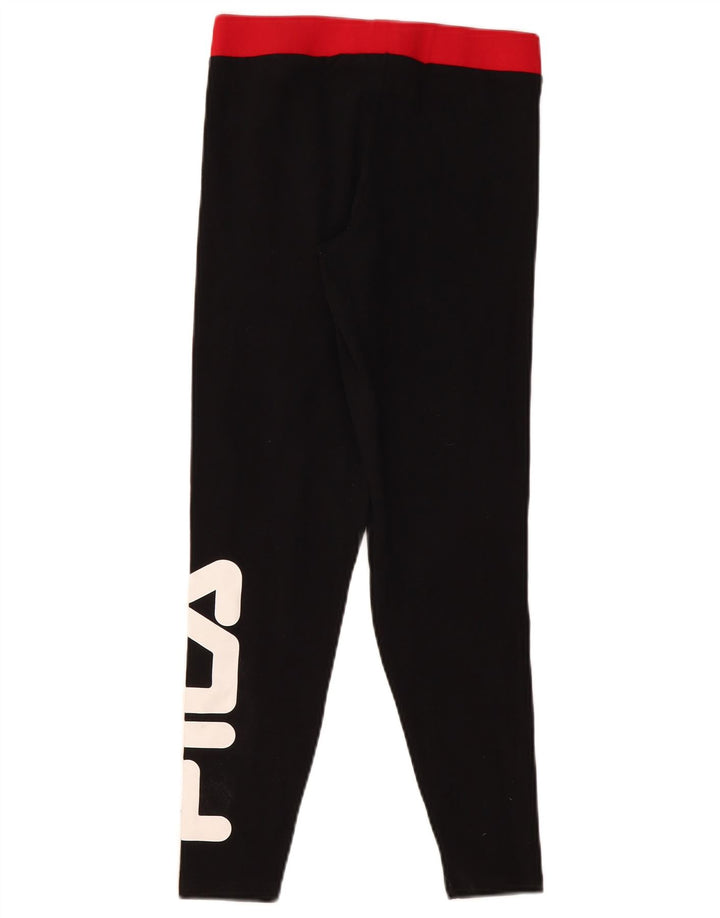 Fila Womens Graphic Leggings UK 8 Small Black Cotton