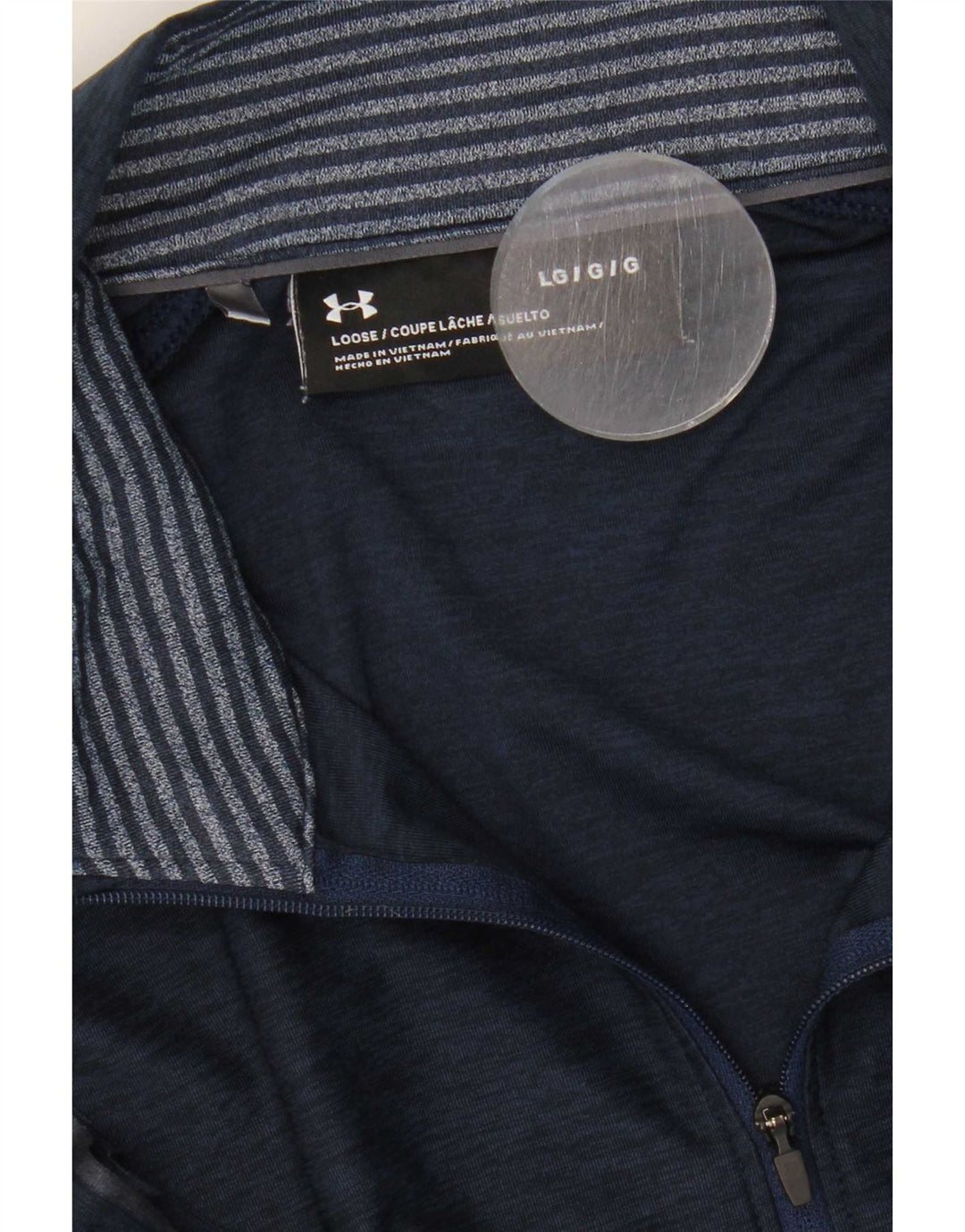 Under Armour Mens Zip Neck Pullover Tracksuit Top Large Navy Blue Flecked
