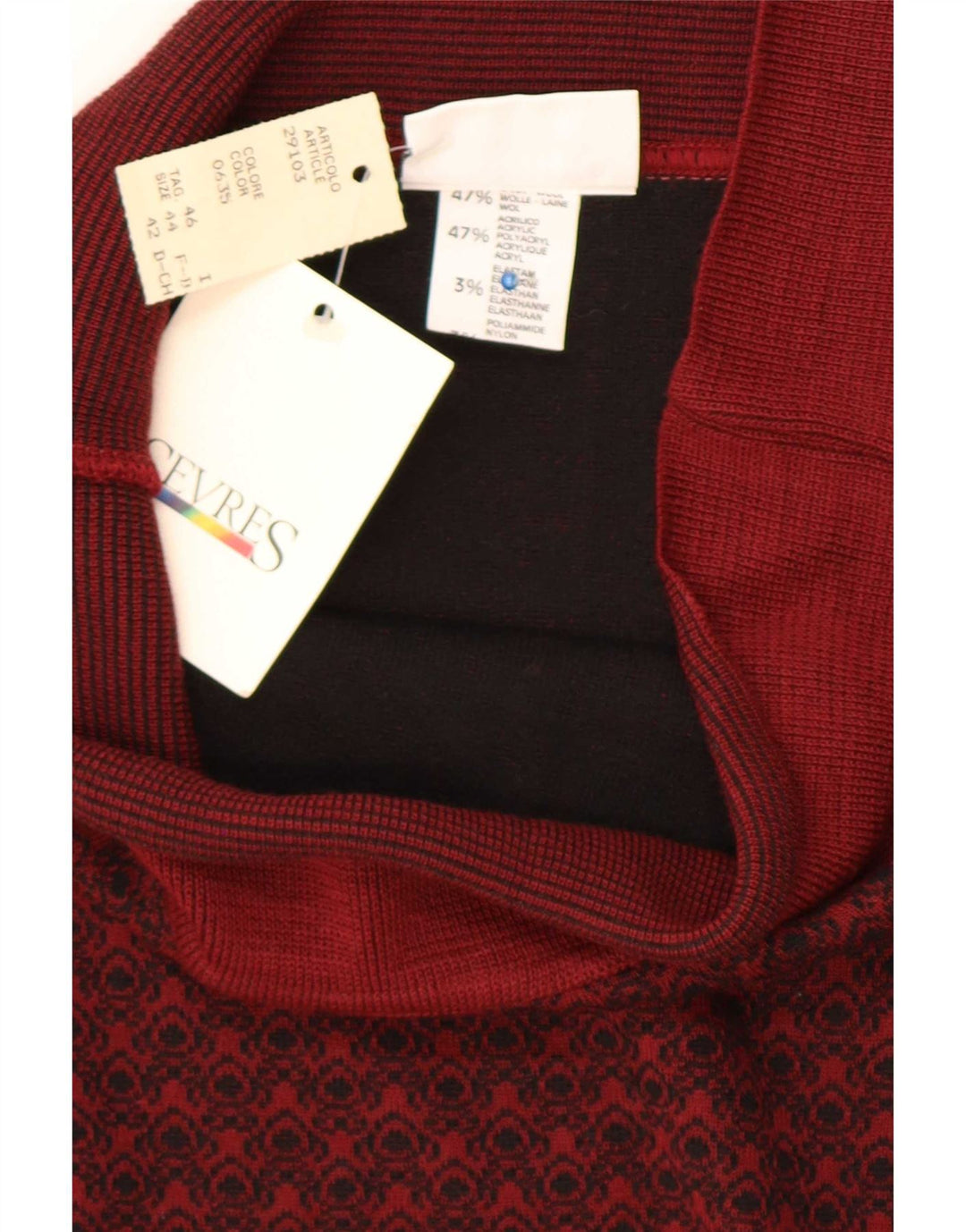 Sevres Womens Abstract Pattern Pencil Skirt IT 44 Medium W28 Burgundy Wool