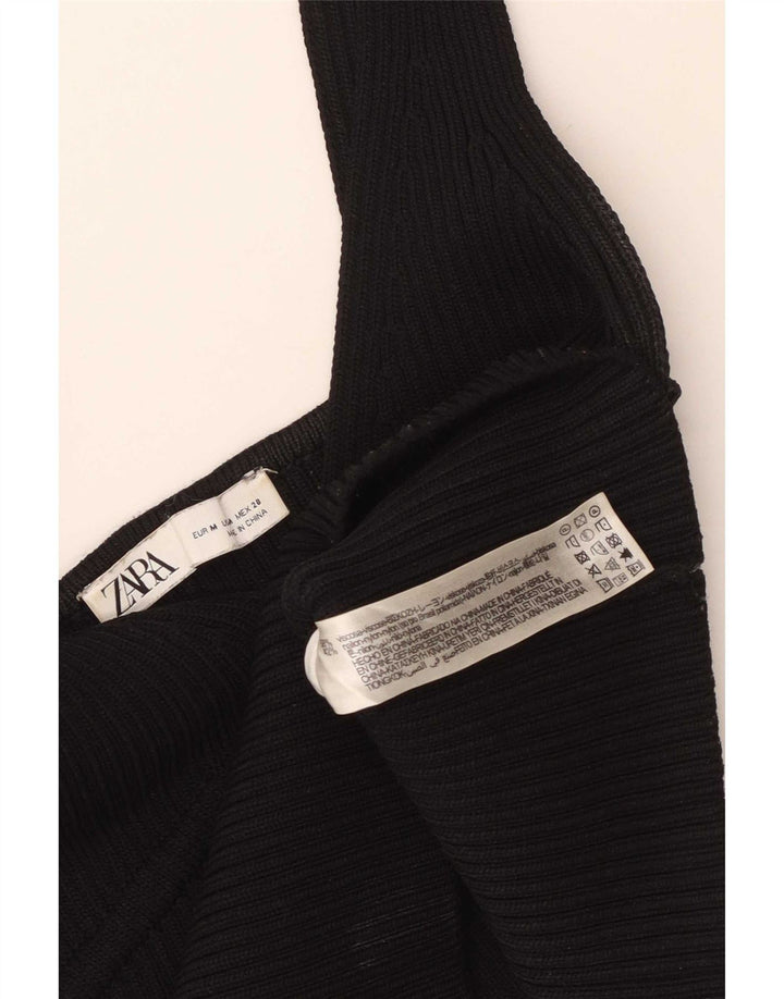 Zara Womens Cami Top UK 12 Medium Black Viscose