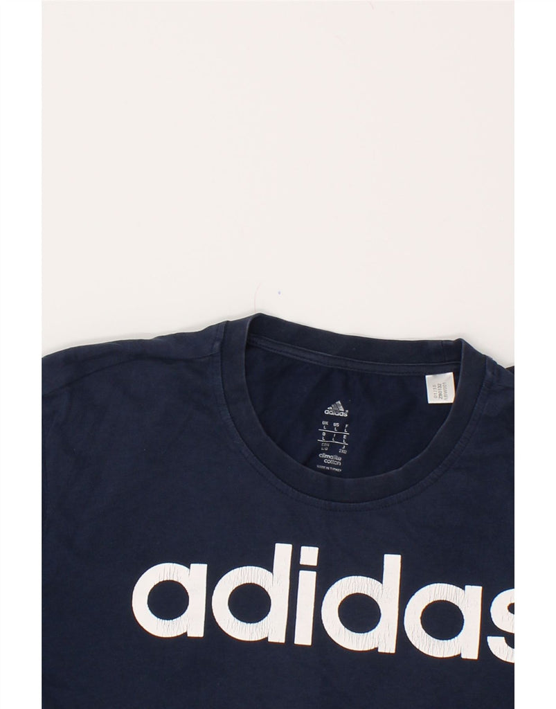 ADIDAS Mens Climalite Graphic T-Shirt Top Large Navy Blue Cotton | Vintage Adidas | Thrift | Second-Hand Adidas | Used Clothing | Messina Hembry 