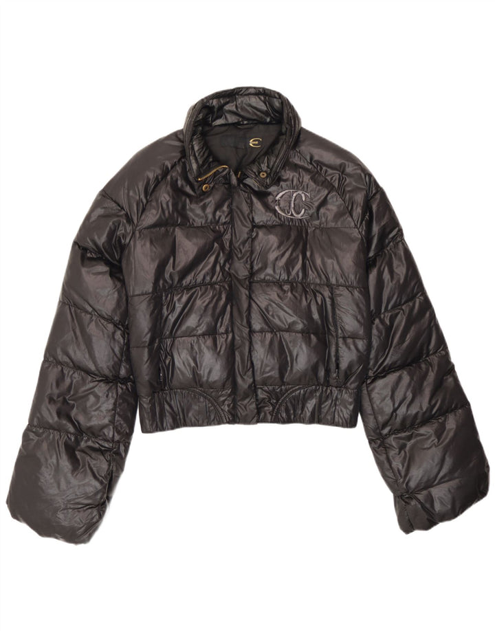 Just Cavalli Womens Crop Hooded Padded Jacket IT 42 Medium Black Polyamide