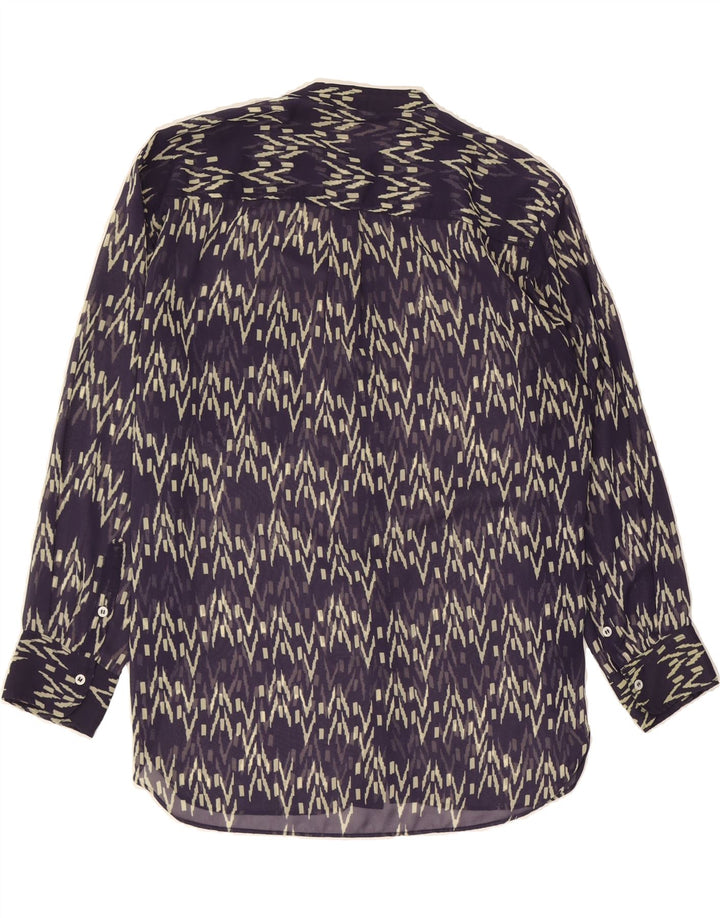ZARA Womens Oversized 3/4 Sleeve Shirt Blouse UK 14 Medium Purple Chevron Vintage Zara and Second-Hand Zara from Messina Hembry 