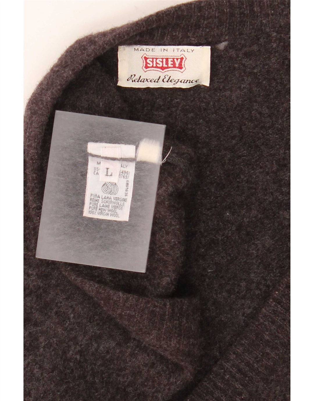 Sisley Mens Cardigan Sweater Large Grey Virgin Wool
