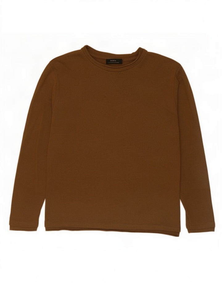 Zara Mens Top Long Sleeve Medium Brown Cotton