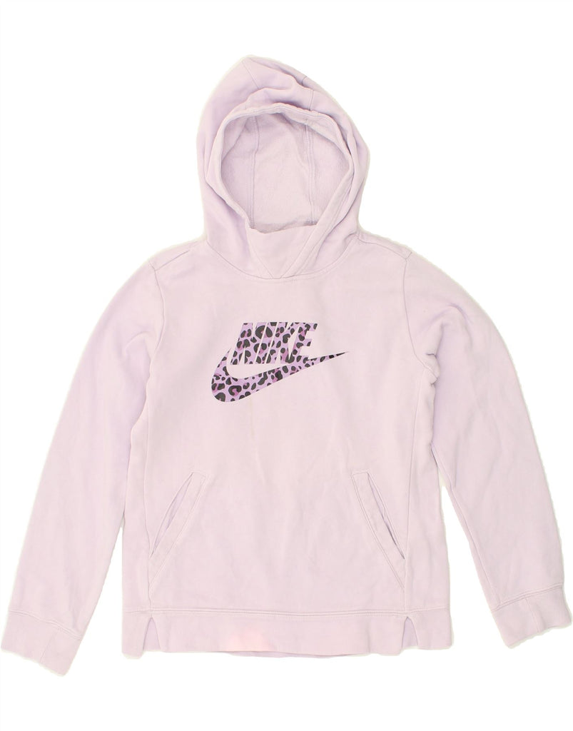 NIKE Girls Graphic Standard Fit Hoodie Jumper 12-13 Years Large Purple Vintage Nike and Second-Hand Nike from Messina Hembry 