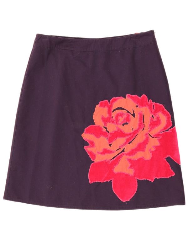 Boden Womens A-Line Skirt UK 14 Large W32 Purple Floral Cotton