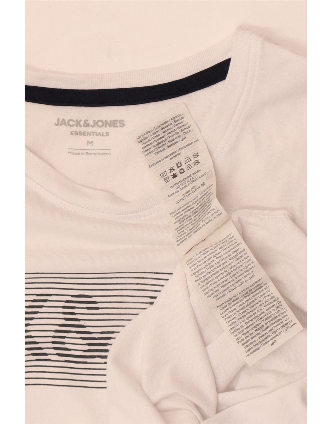 Jack & Jones Mens Graphic T-Shirt Top Medium White Cotton