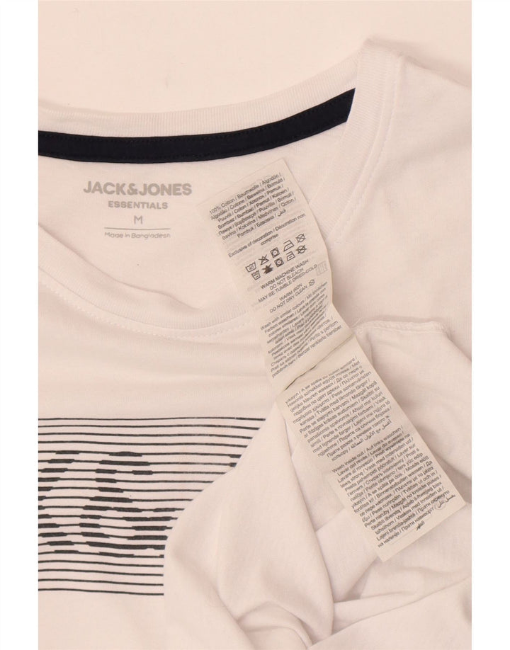 Jack & Jones Mens Graphic T-Shirt Top Medium White Cotton