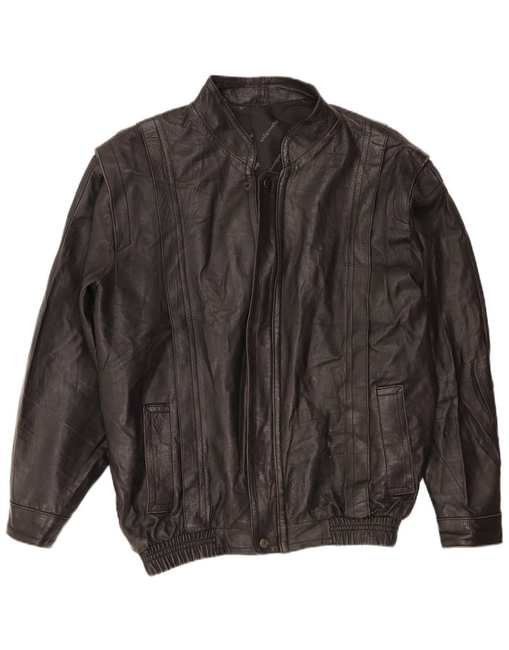 Vintage Mens Leather Jacket UK 36 Small Black