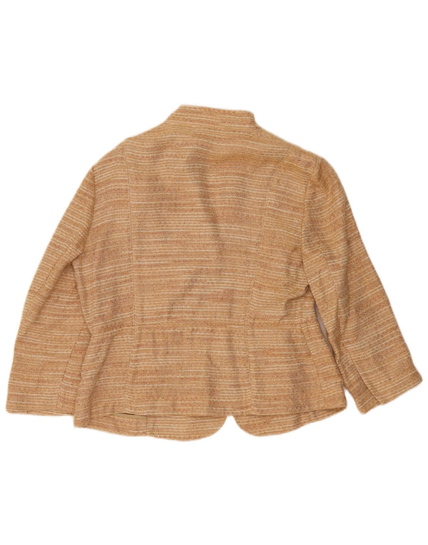 Zara Womens 3/4 Sleeve Blazer Jacket EU 44 XL Beige Linen