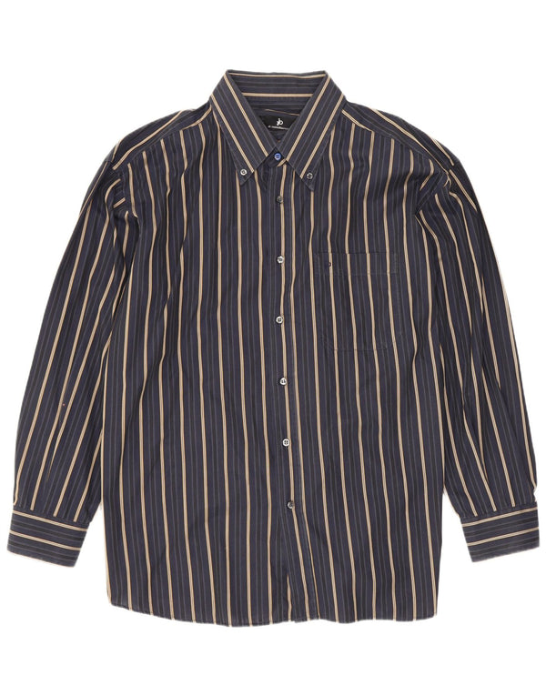 Roccobarocco Mens Classic Fit Shirt Size 17 1/2 44 XL Navy Blue Striped