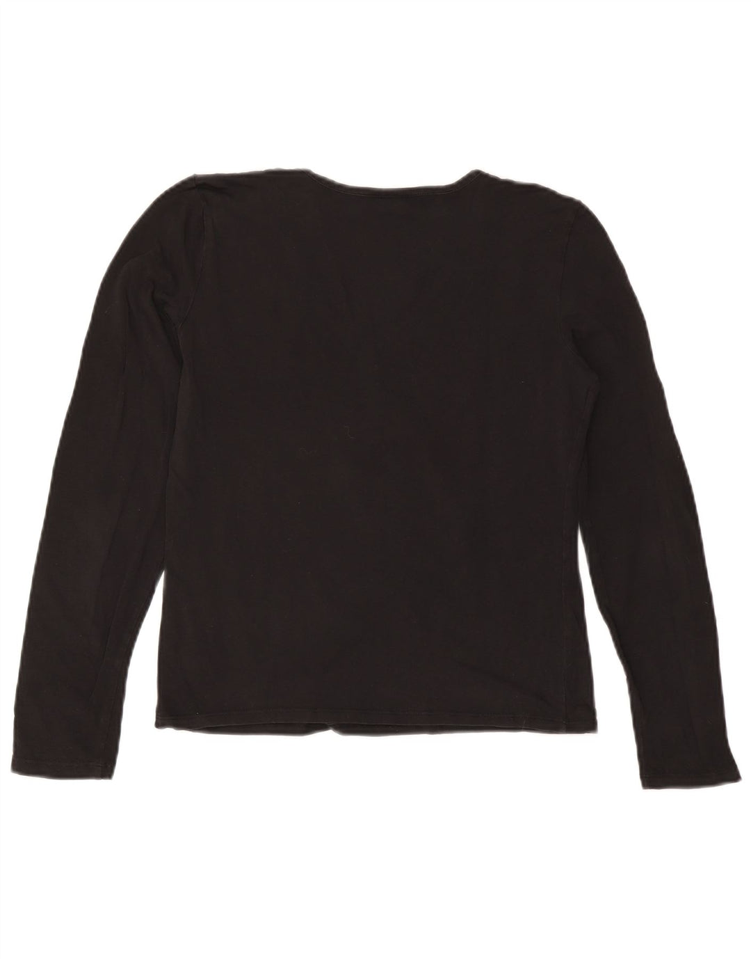 TRUSSARDI JEANS Womens Crop Graphic Top Long Sleeve UK 14 Large Black