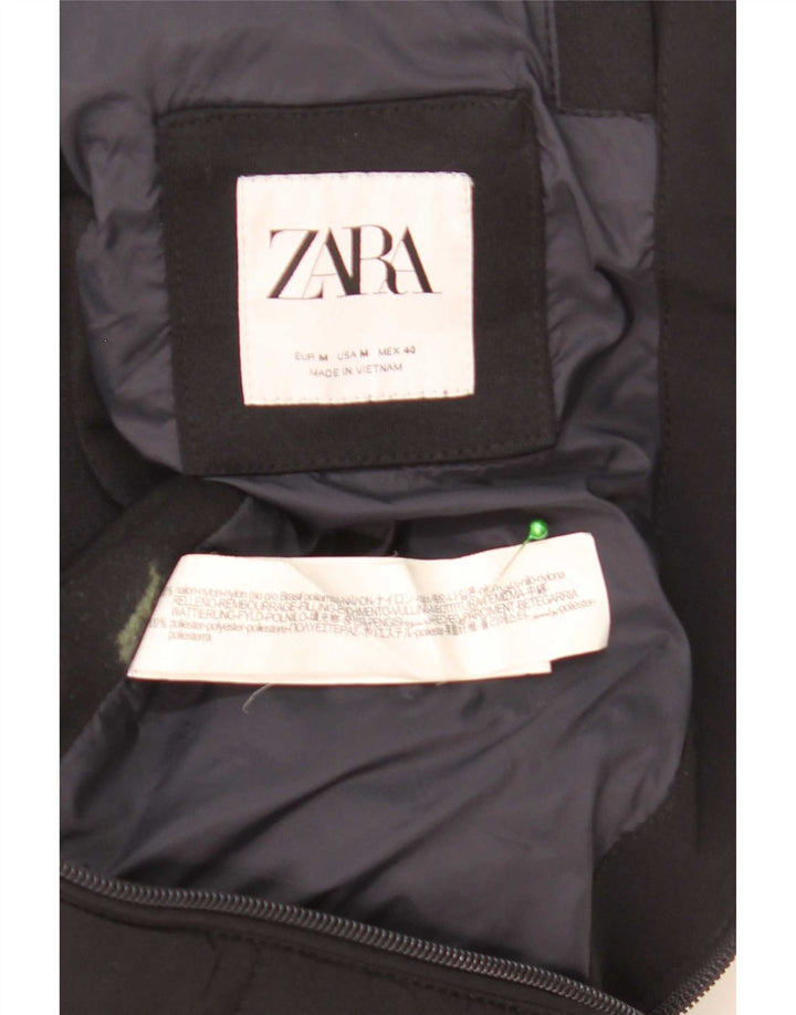 Zara Mens Tracksuit Top Jacket Medium Black Nylon