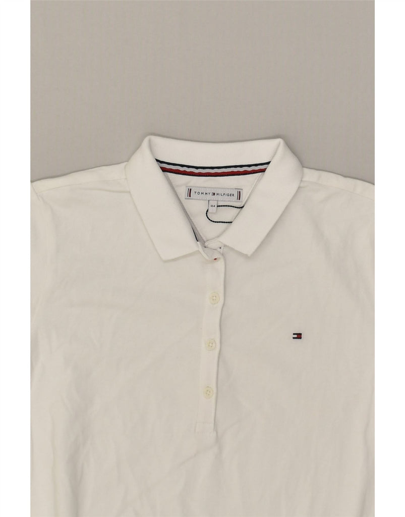 TOMMY HILFIGER Girls Polo Shirt 13-14 Years White Cotton | Vintage Tommy Hilfiger | Thrift | Second-Hand Tommy Hilfiger | Used Clothing | Messina Hembry 