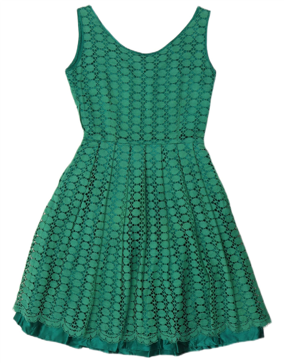 VINTAGE Womens Sleeveless A-Line Dress UK 10 Small Green