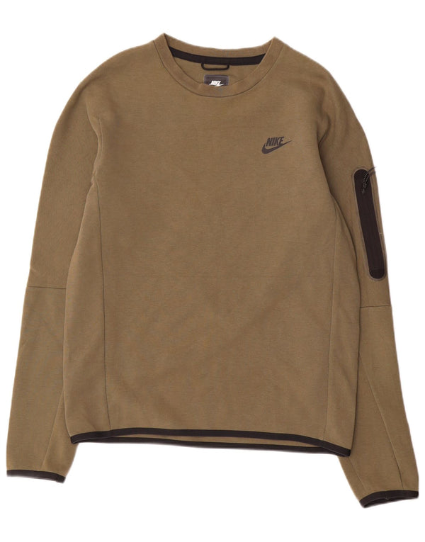 Nike Mens Regular Fit Sweatshirt Jumper Small Khaki Cotton