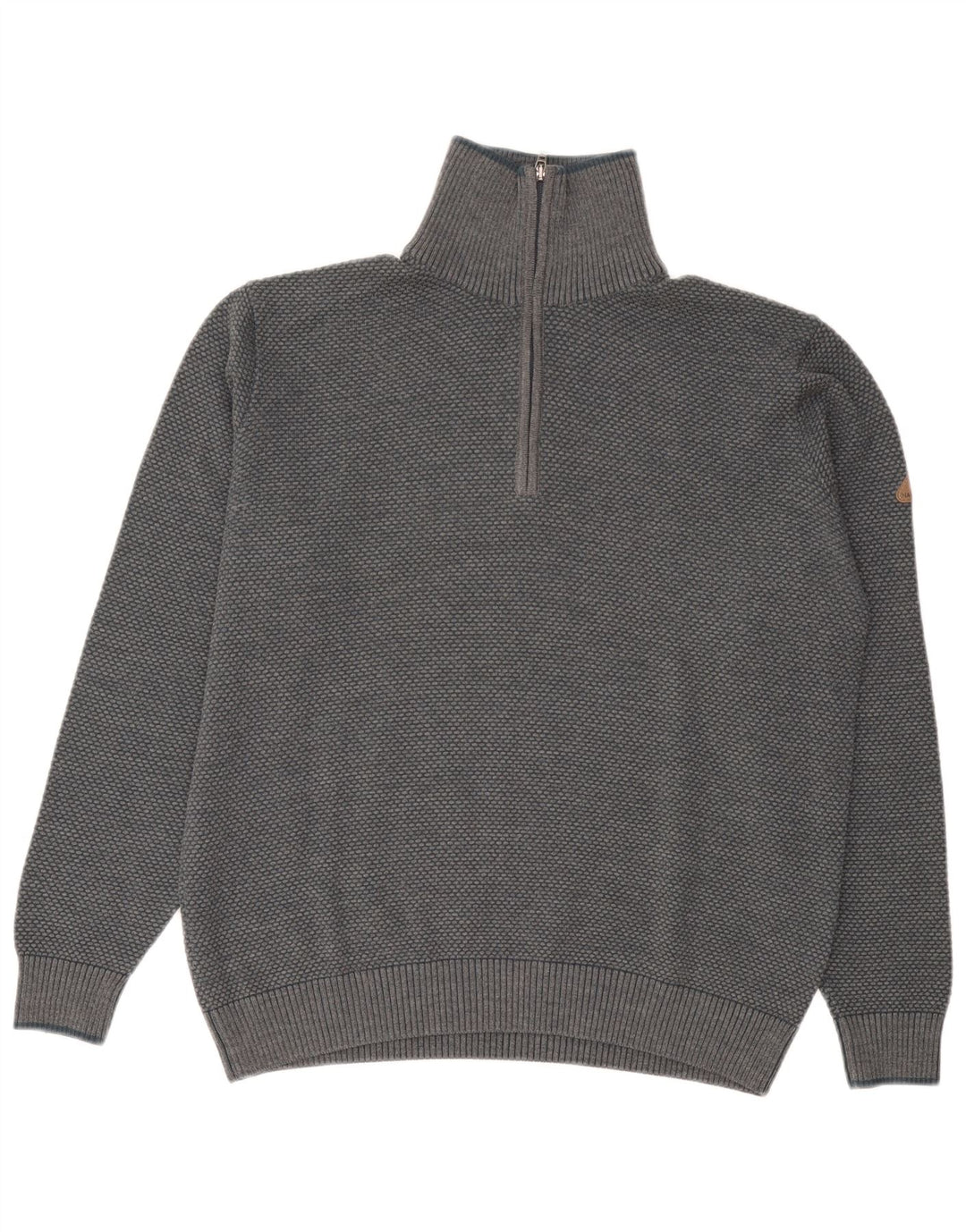 Navigare Mens Zip Neck Jumper Sweater Large Grey Wool