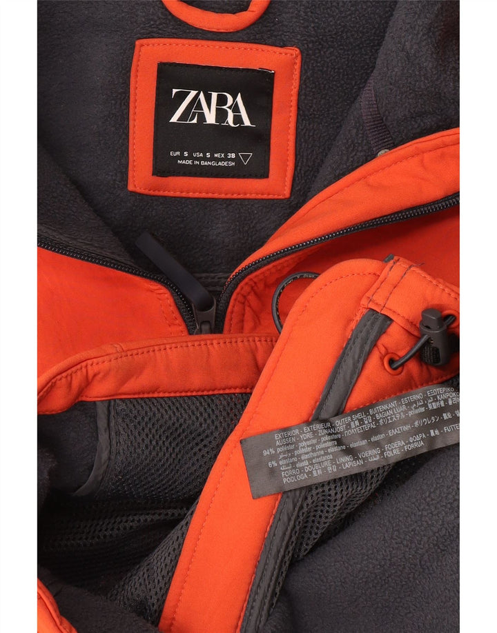 Zara Mens Hooded Windbreaker Jacket UK 36 Small Red Polyester