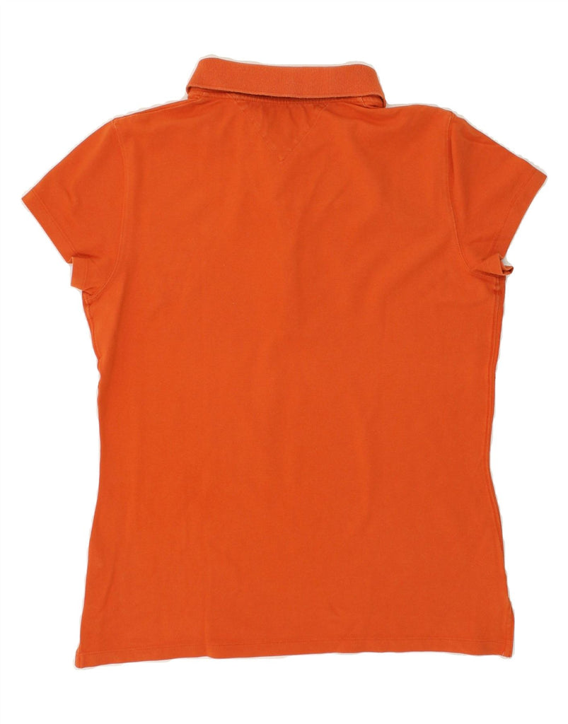 TOMMY HILFIGER Womens Slim Fit Polo Shirt UK 14 Large Orange Cotton Vintage Tommy Hilfiger and Second-Hand Tommy Hilfiger from Messina Hembry 