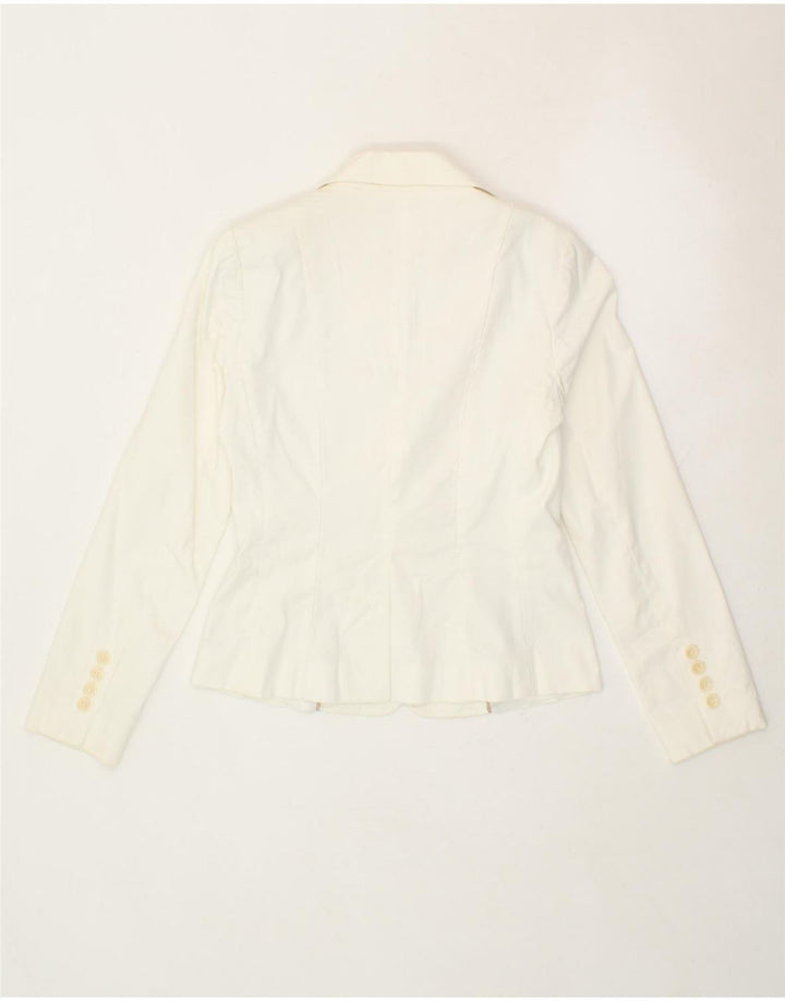 STEFANEL Womens 2 Button Blazer Jacket US 4 Small White Cotton Vintage Stefanel and Second-Hand Stefanel from Messina Hembry 