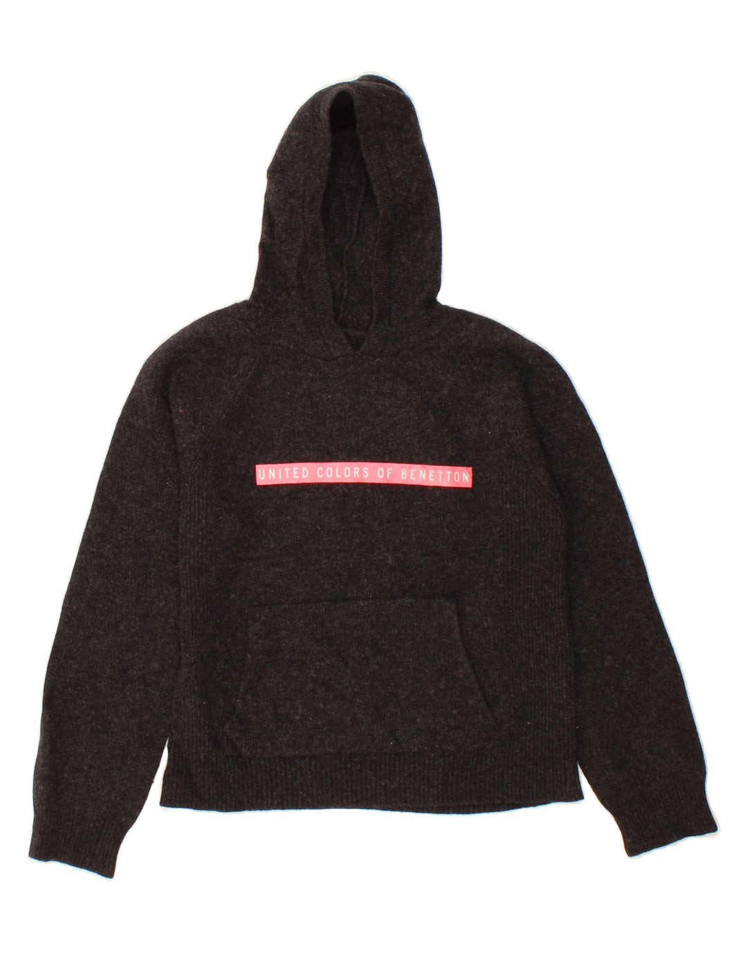 BENETTON Boys Hooded Jumper 10-11 Years Black Vintage Benetton and Second-Hand Benetton from Messina Hembry 