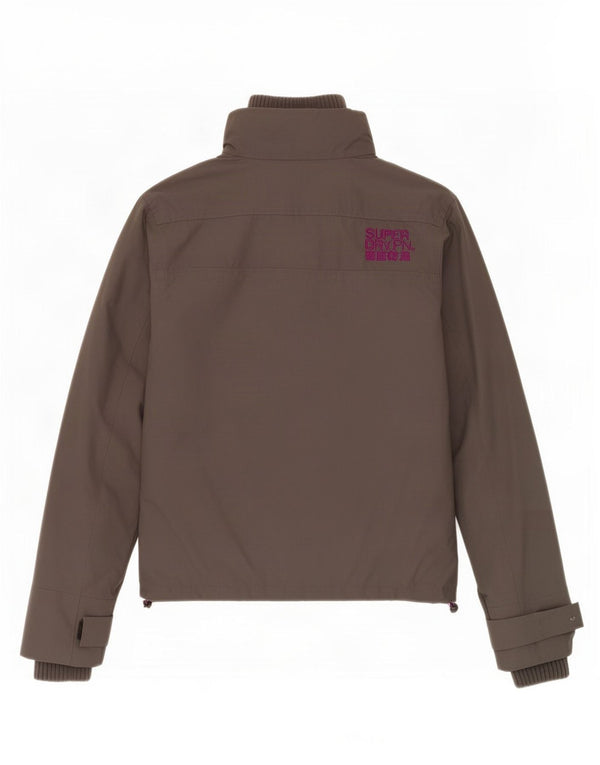 Superdry Womens The Windcheater Graphic Windbreaker Jacket UK 10 Small Grey