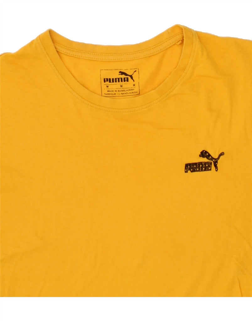 PUMA Mens T-Shirt Top Medium Yellow Cotton | Vintage Puma | Thrift | Second-Hand Puma | Used Clothing | Messina Hembry 