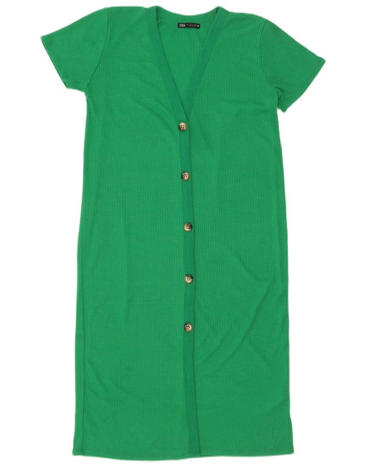 Zara Womens Sheath Dress UK 16 Large Green Polyester