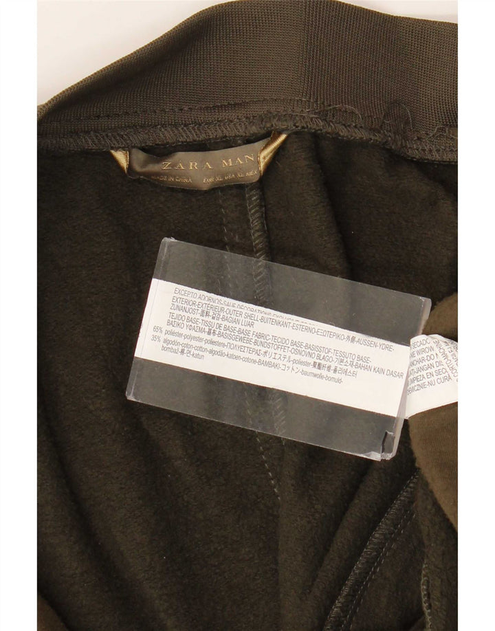 Zara Mens Tracksuit Top Jacket XL Khaki Polyester