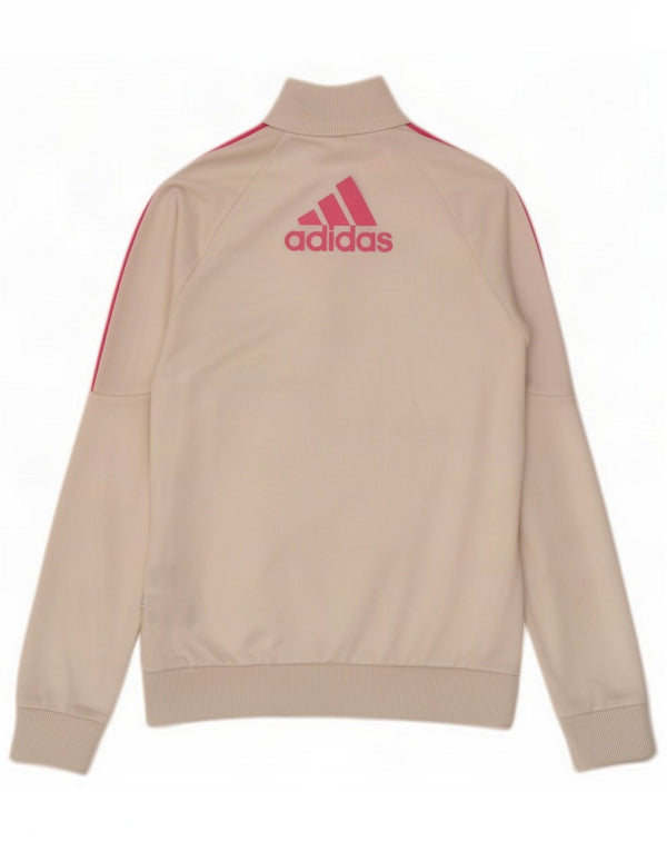 Adidas Girls Graphic Tracksuit Top Jacket 13-14 Years White Polyester