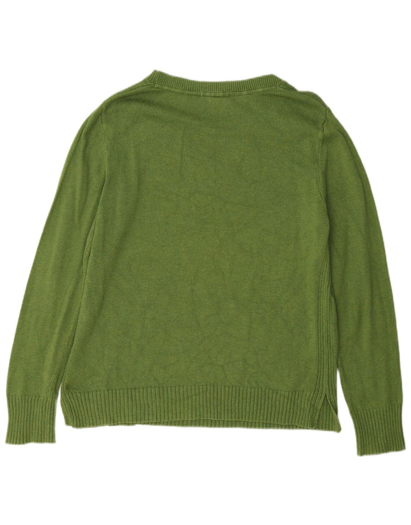 White Stuff Womens Boat Neck Jumper Sweater UK 16 Large Green Cotton