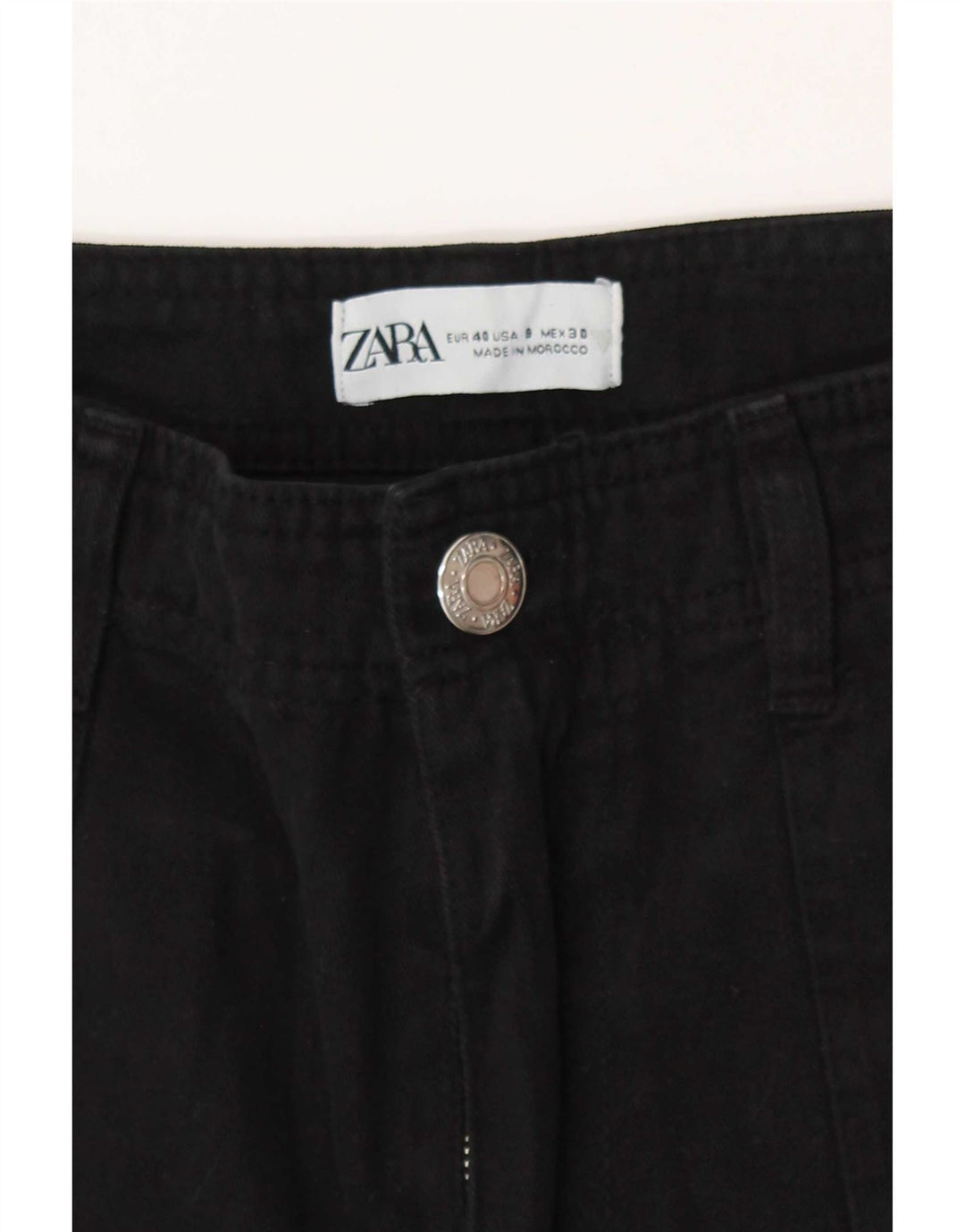 Zara Womens Straight Cargo Trousers EU 40 Medium W30 L30 Black
