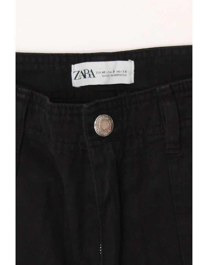 Zara Womens Straight Cargo Trousers EU 40 Medium W30 L30 Black