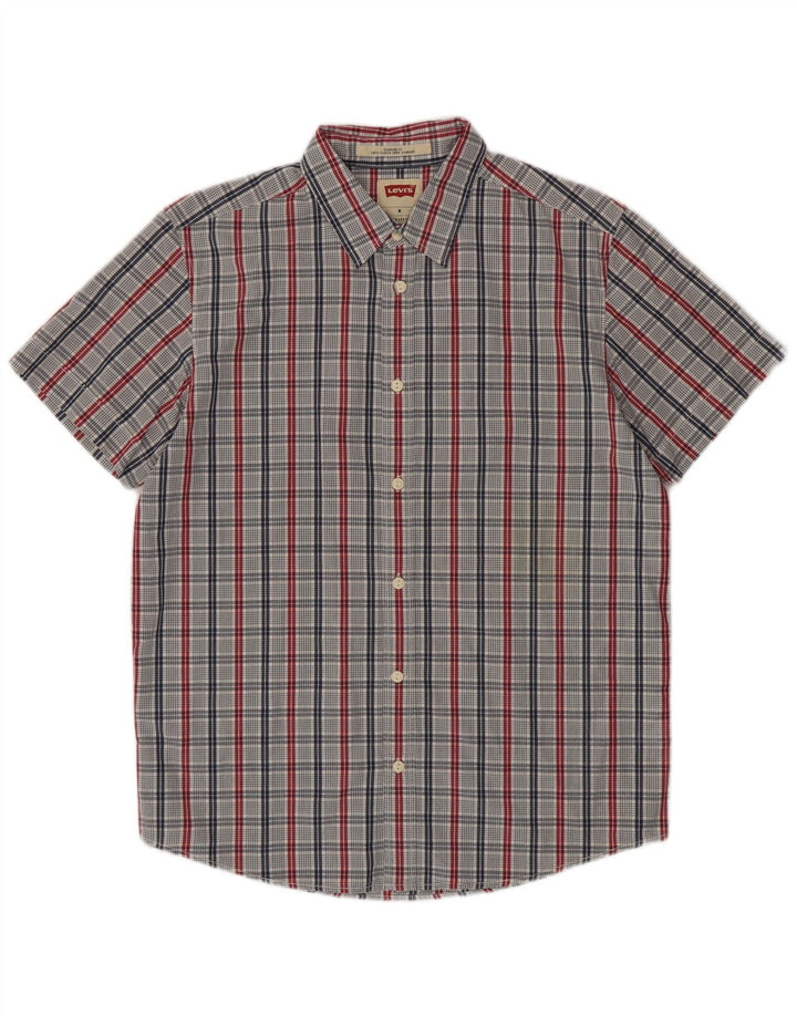 Levi's Mens Short Sleeve Standard Fit Shirt Medium Blue Check Cotton