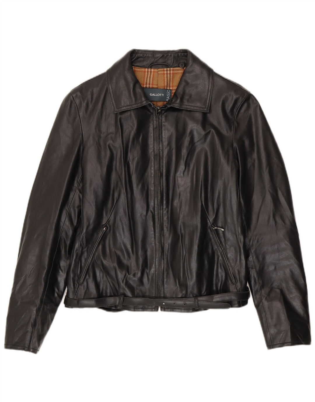 Gallotti Mens Leather Jacket IT 46 Small Black Leather