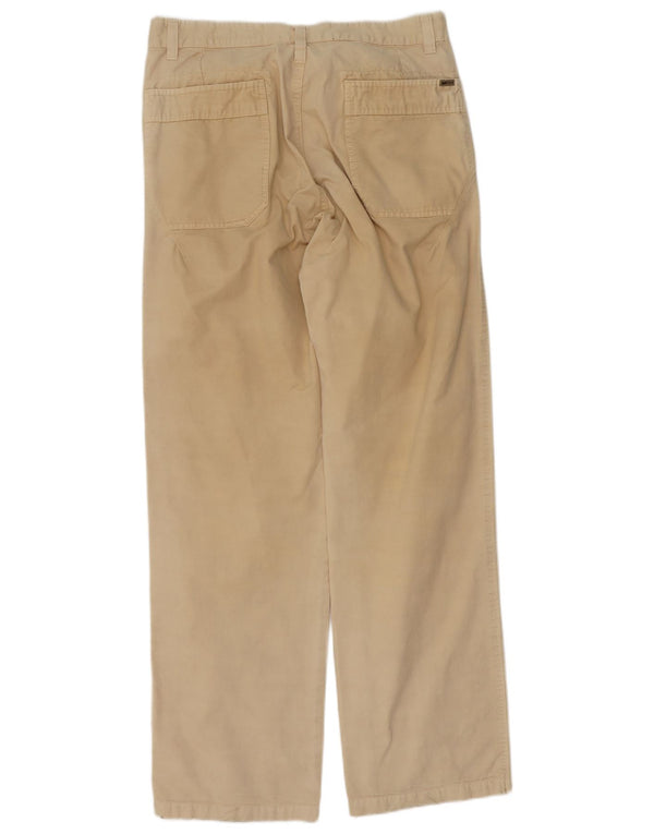 Gas Mens Straight Casual Trousers W36 L34 Beige Cotton