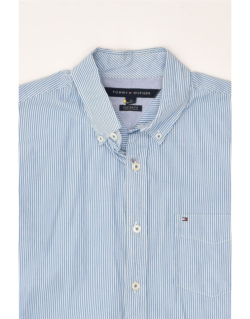 TOMMY HILFIGER Mens Custom Fit Shirt Medium Blue Striped Cotton | Vintage Tommy Hilfiger | Thrift | Second-Hand Tommy Hilfiger | Used Clothing | Messina Hembry 