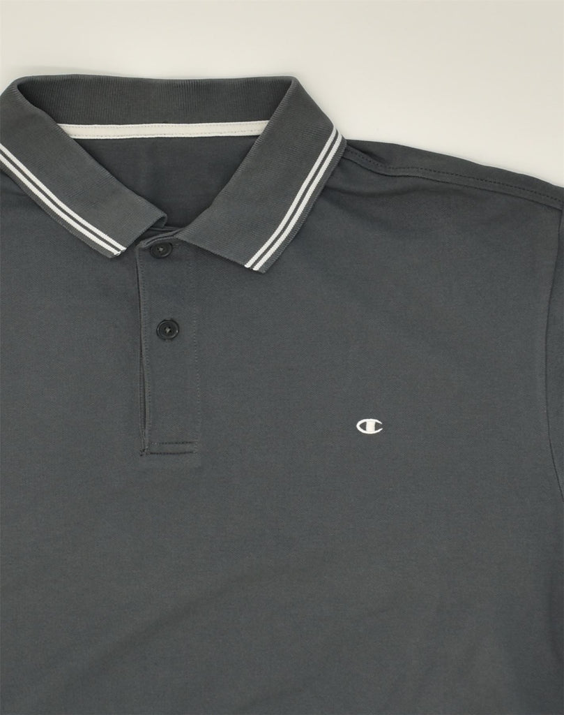 CHAMPION Mens Polo Shirt Large Grey Cotton | Vintage Champion | Thrift | Second-Hand Champion | Used Clothing | Messina Hembry 