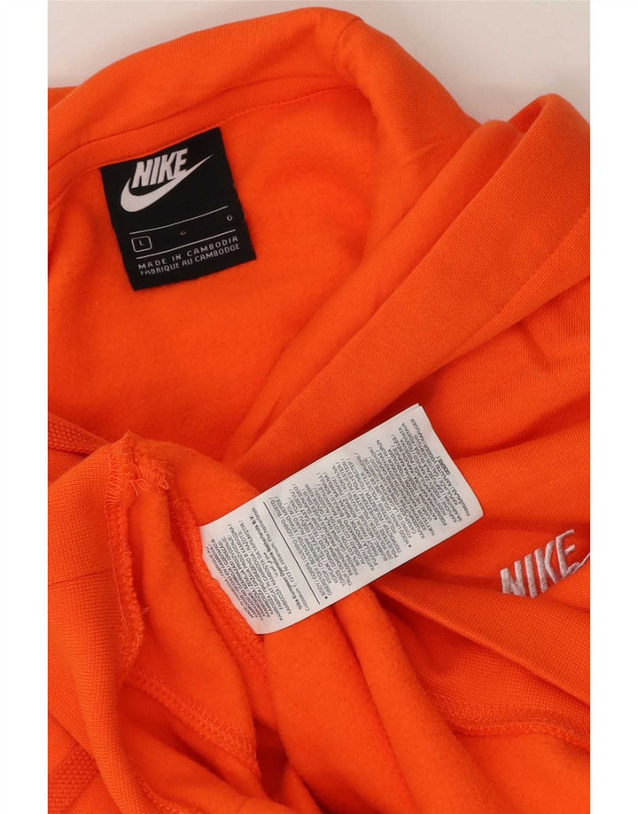 Nike Mens Hoodie Jumper Large Orange Cotton