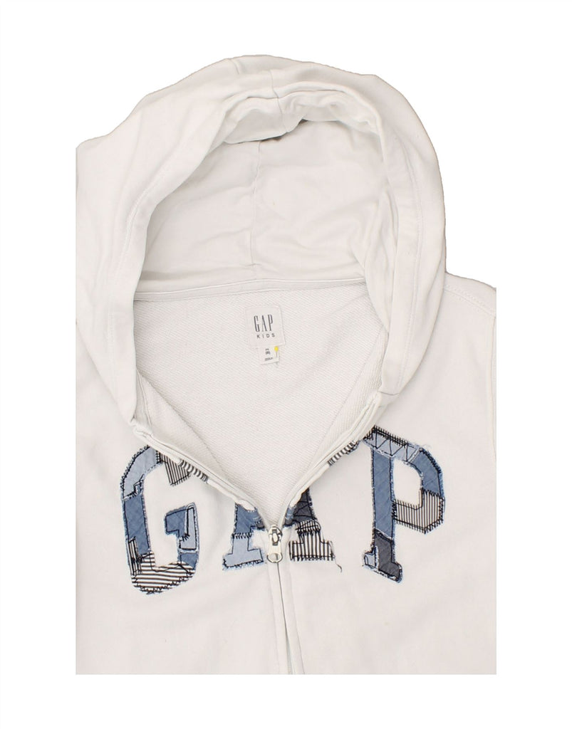 GAP Boys Graphic Zip Hoodie Sweater 7-8 Years Medium White Cotton | Vintage Gap | Thrift | Second-Hand Gap | Used Clothing | Messina Hembry 