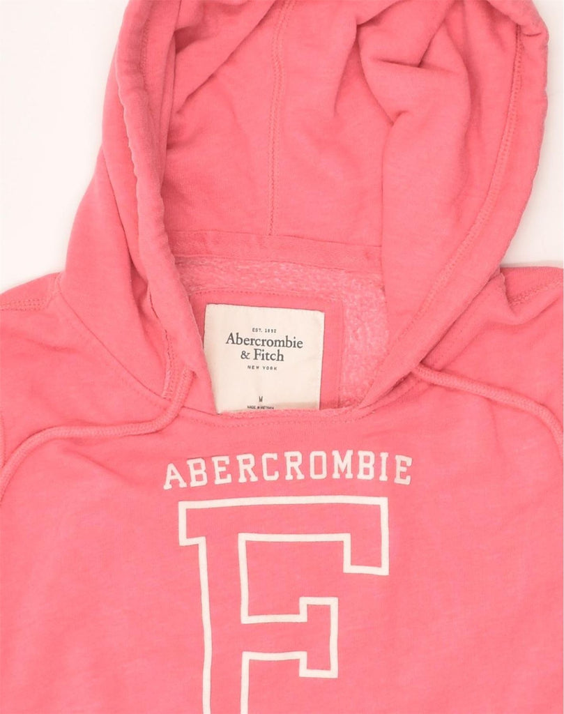 ABERCROMBIE & FITCH Womens Graphic Hoodie Jumper UK 12 Medium Pink Cotton | Vintage Abercrombie & Fitch | Thrift | Second-Hand Abercrombie & Fitch | Used Clothing | Messina Hembry 