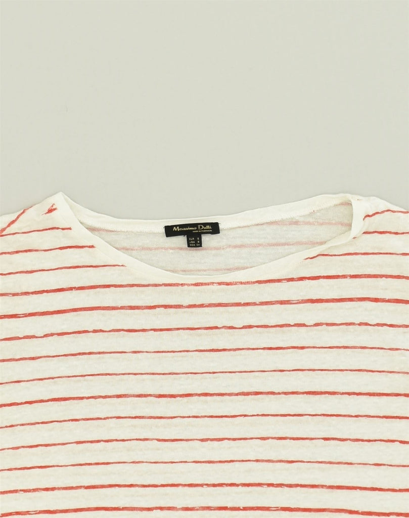 MASSIMO DUTTI Womens T-Shirt Top UK 10 Small White Striped Cotton | Vintage Massimo Dutti | Thrift | Second-Hand Massimo Dutti | Used Clothing | Messina Hembry 