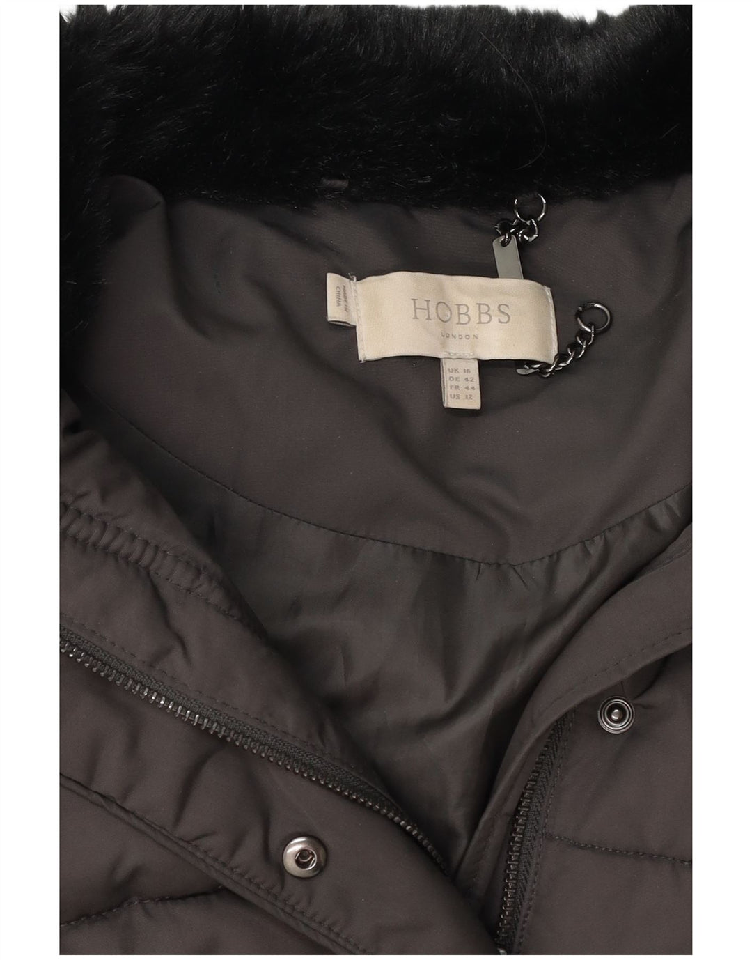HOBBS Womens Hooded Padded Coat UK 16 Large Grey
